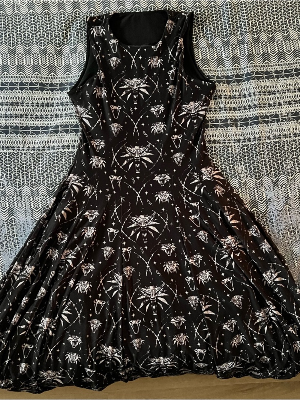 Blackmilk Witcher Dress Projekt Red - Stretchy Fit and Flare - Spooky Print